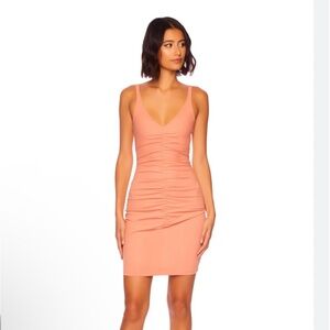 Revolve Susana Monaco Orange Gathered Sleeveless Dress
